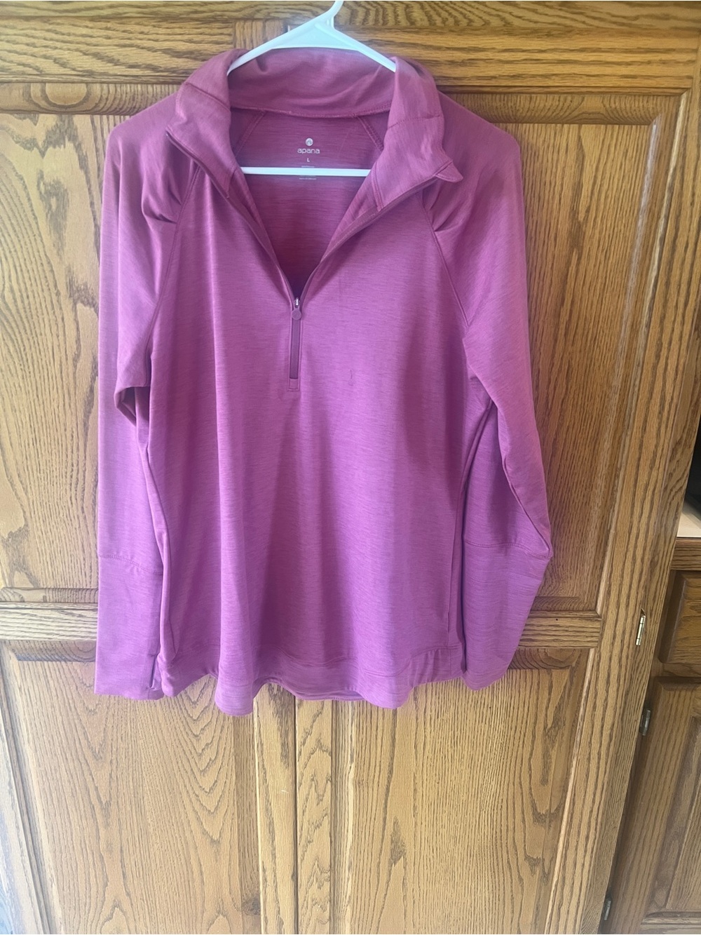 Apana Long Sleeve Quarter-Zip Sweatshirt - Mauve Pink